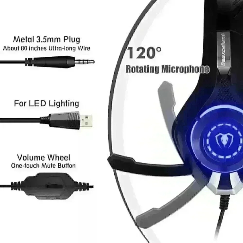 Beexcellent Gaming Headset for PS4 Xbox One PC Mac Controller.BRAND NEW - Picture 5 of 9